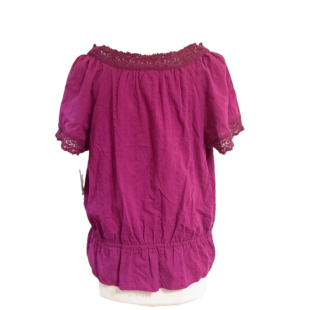 NEW Sonoma Short Sleeve Peasant Top w/ Tank Blouse Shirt XL Burgundy NWT - Picture 2 of 7